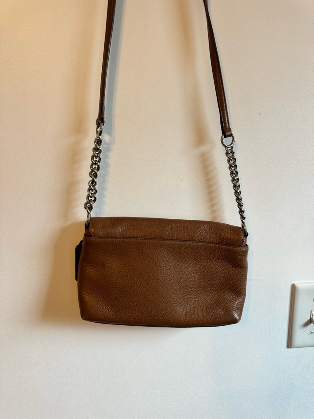 Coach Brown pebbled Leather Shoulder purse with Chain Strap - Picture 6 of 14